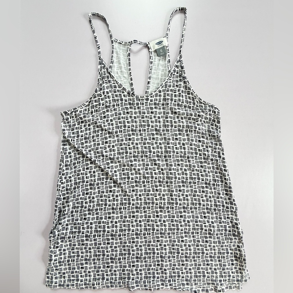 Old Navy Black and White Patterned Tank Top